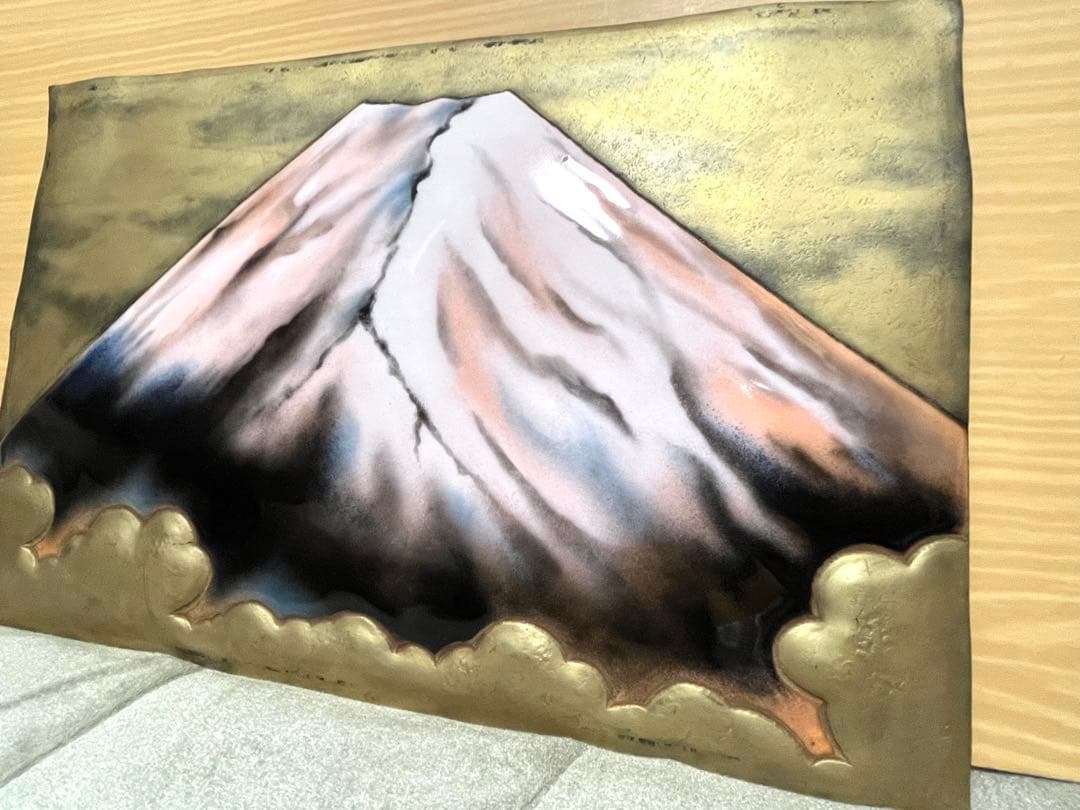 希少 富士山アート メタル陶板レリーフ