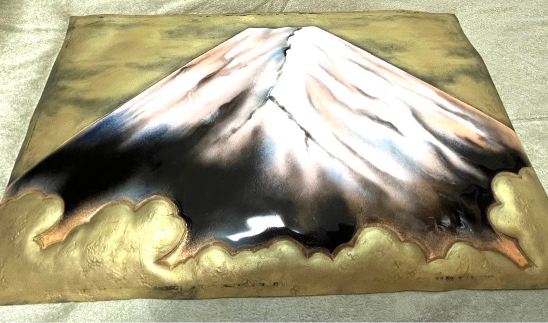 希少 富士山アート メタル陶板レリーフ