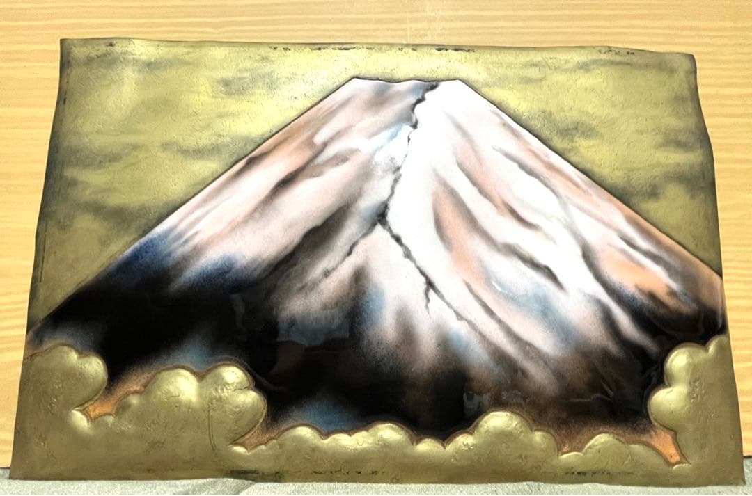 希少 富士山アート メタル陶板レリーフ