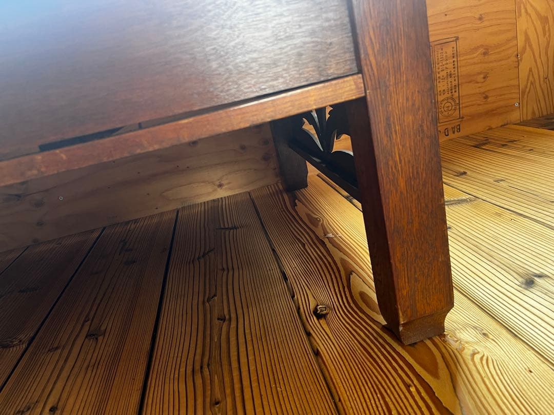 古い木製文机 3引き出し TVテレビ台アンティークヴィンテージ昭和レトロ古道具