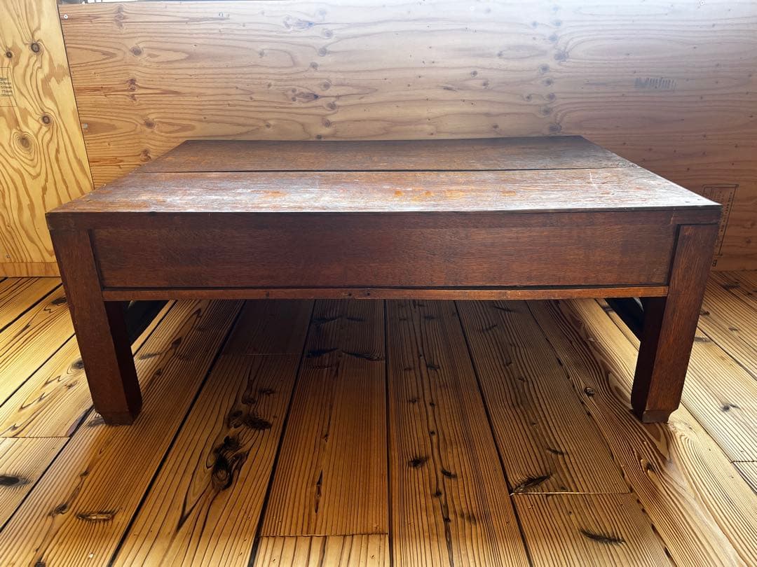 古い木製文机 3引き出し TVテレビ台アンティークヴィンテージ昭和レトロ古道具