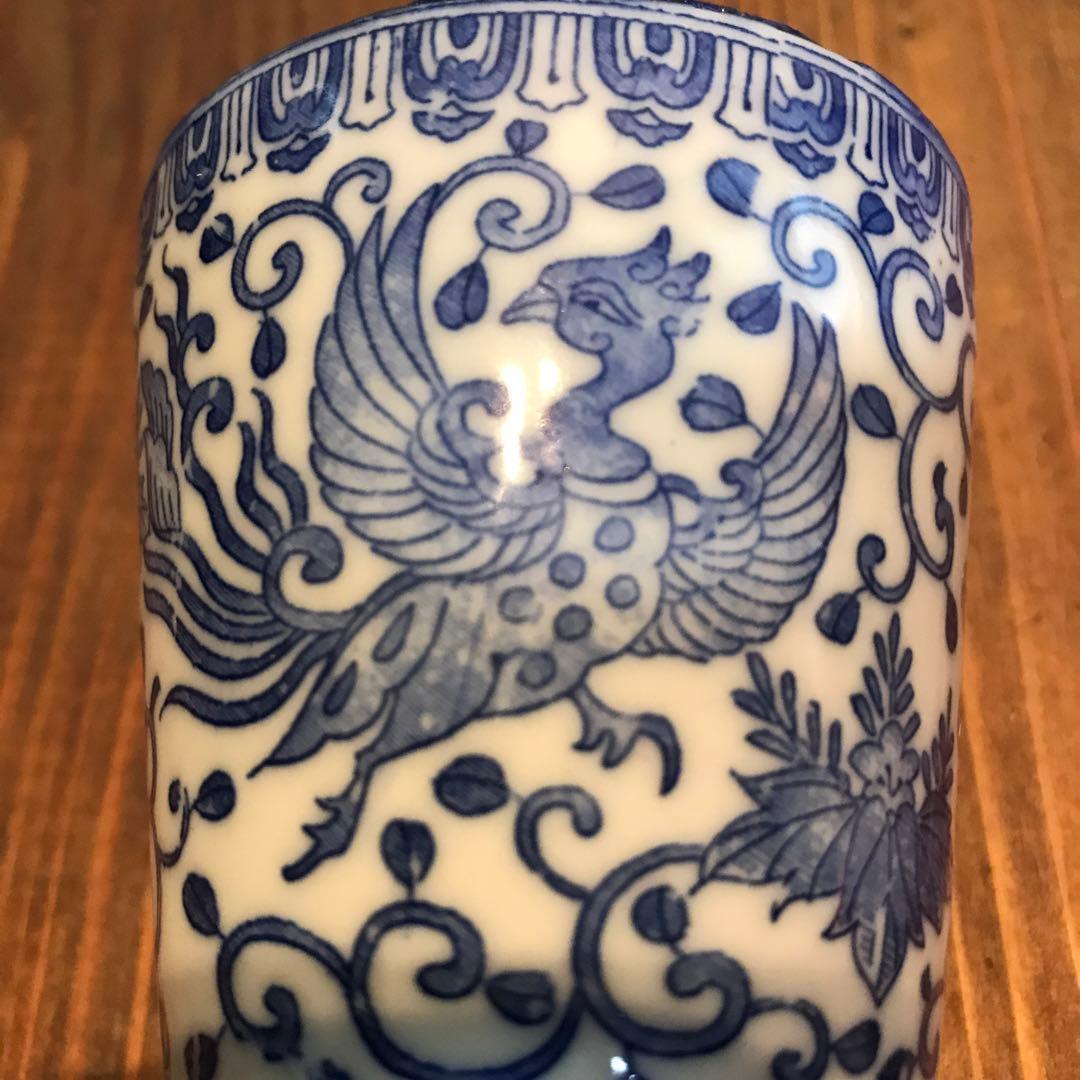 美品　染め付け　鳳凰　唐草　蕎麦猪口　そば猪口　時代物　絵柄が素敵な