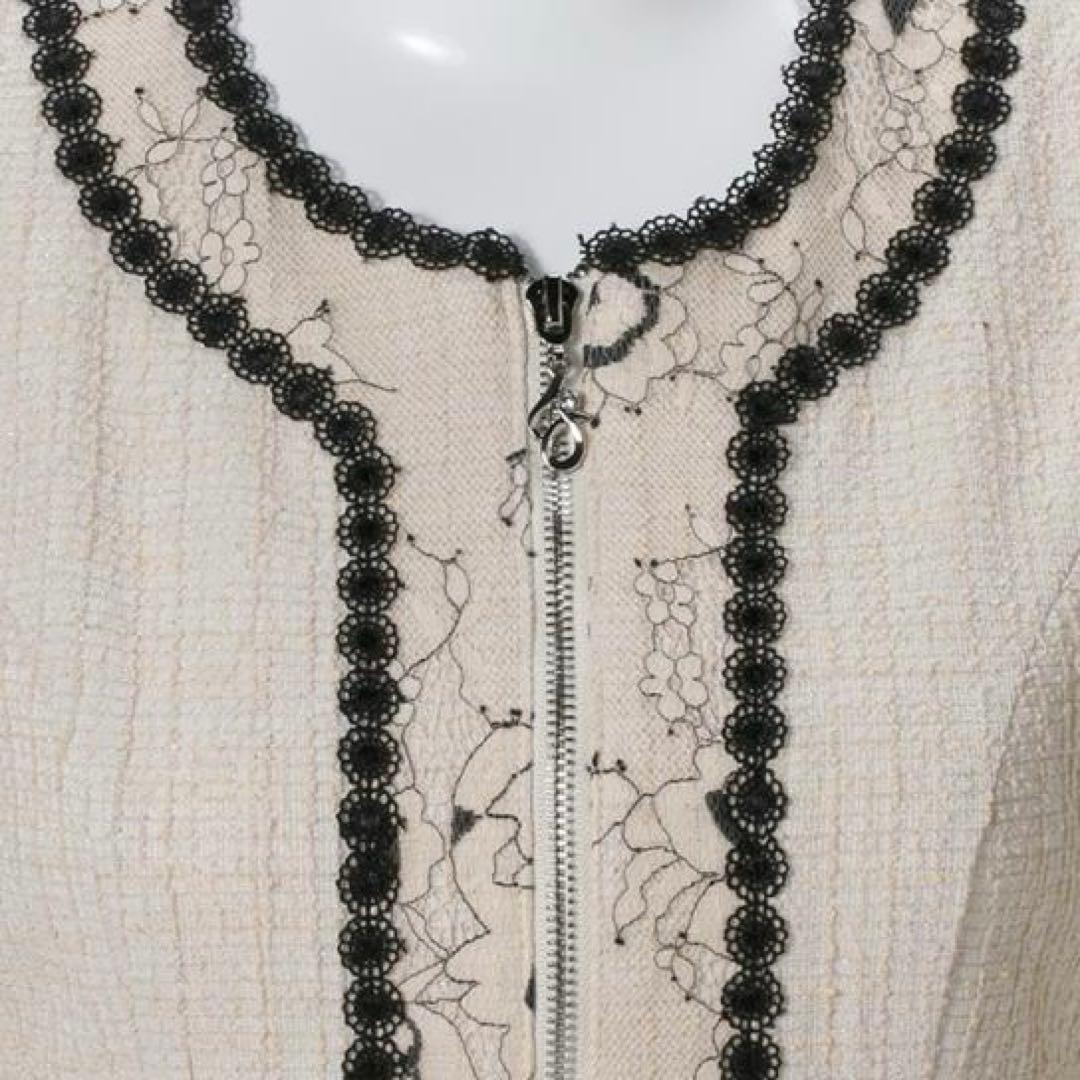 【まろん】SOBRE★レース切り替えツイードワンピース