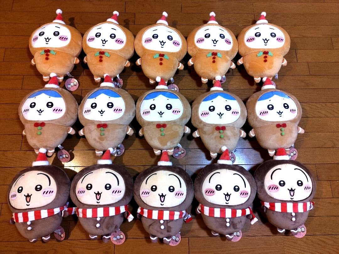 【新品・未使用・即日発送】ちいかわジンジャーマンBIGぬいぐるみ各5点合計15点