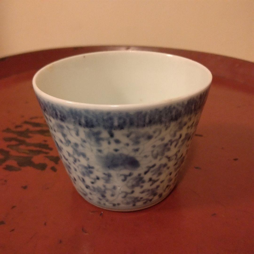古伊万里　江戸中期 花唐草文　そば猪口