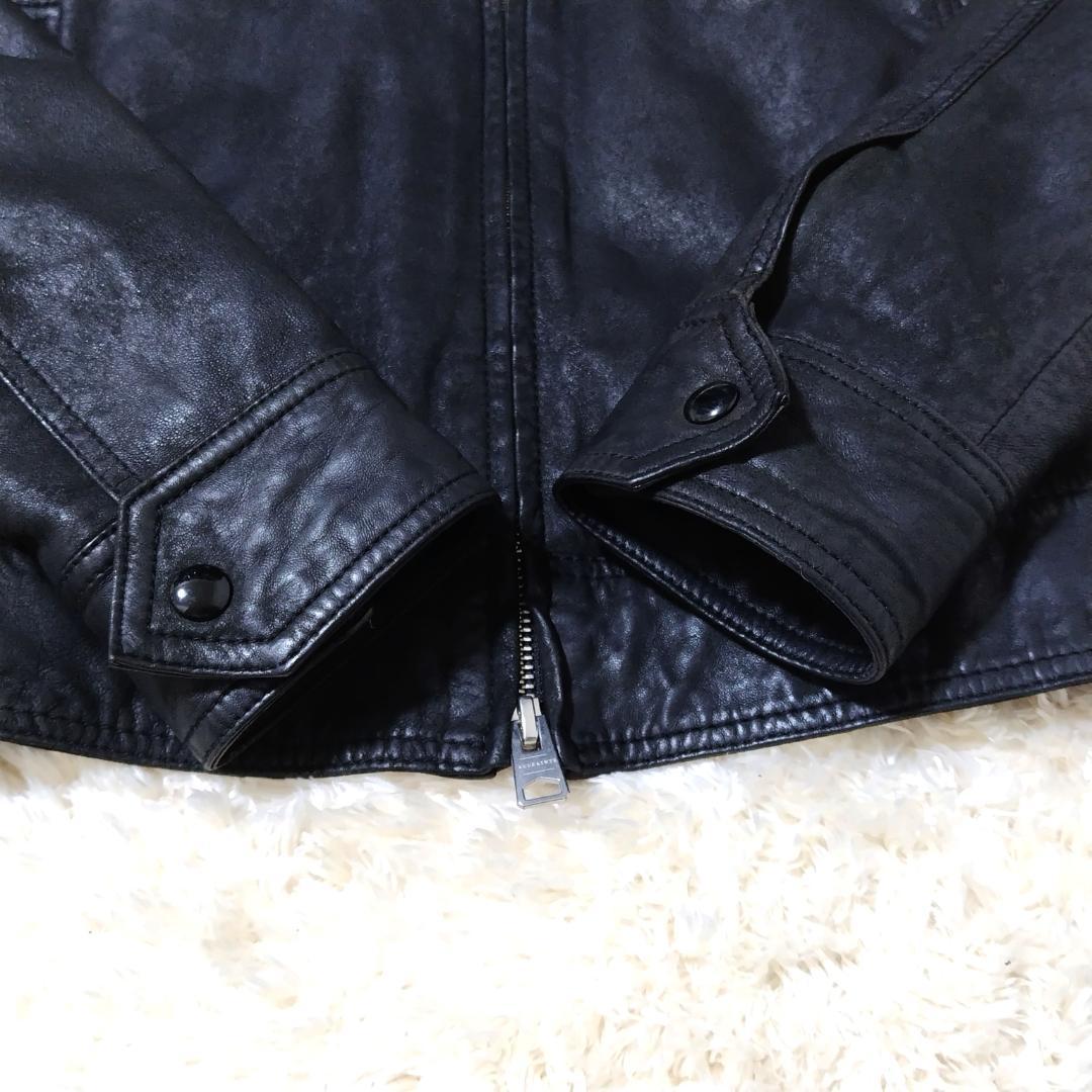 オールセインツ ライダースジャケット シングル ブラック 羊革 メンズ