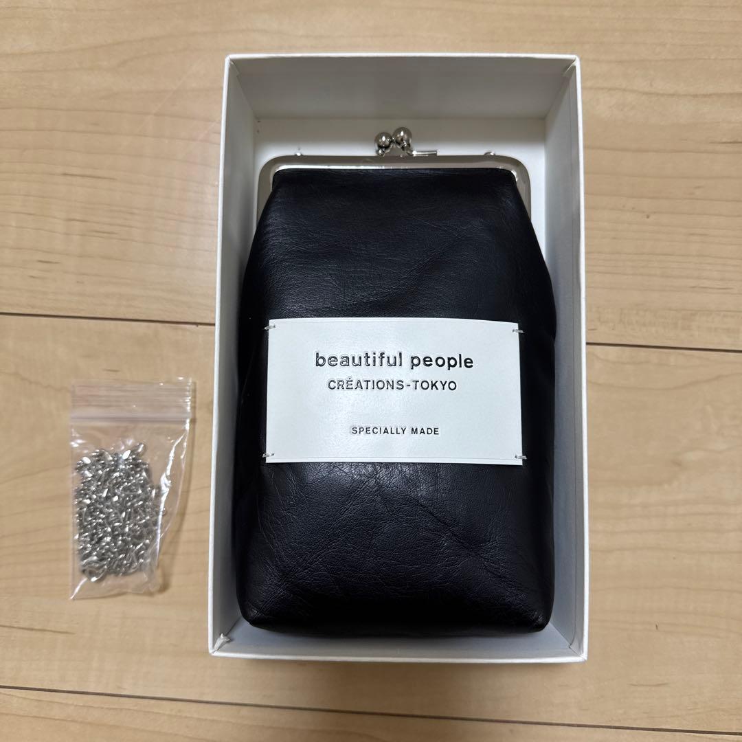 beautiful people がま口 黒 ミニショルダー