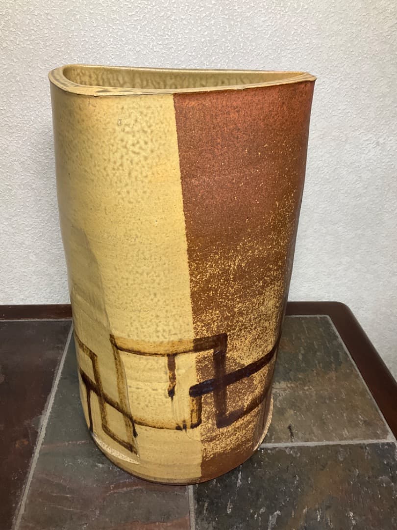 【お値下げ】萩焼　玉俤山　野坂江月堂　伊羅保手　花器　希少