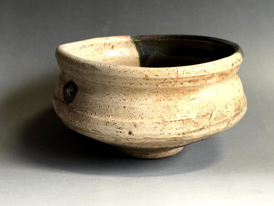 茶碗■古織部 清水六兵衛 六兵衛窯 古茶碗 歯車 茶道具 抹茶碗 時代物 骨董■