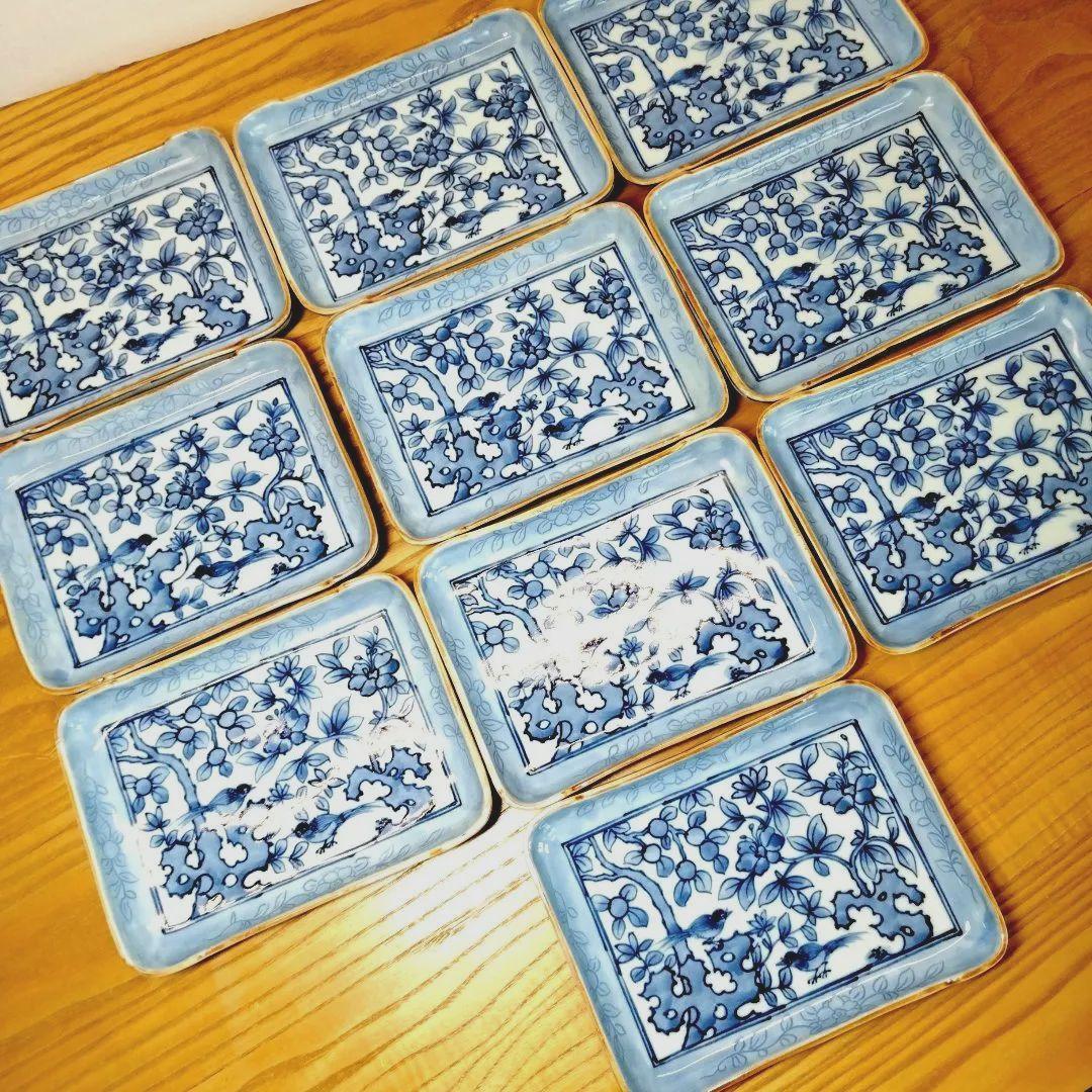 ☆ 加藤利昌 清水焼 染付角皿