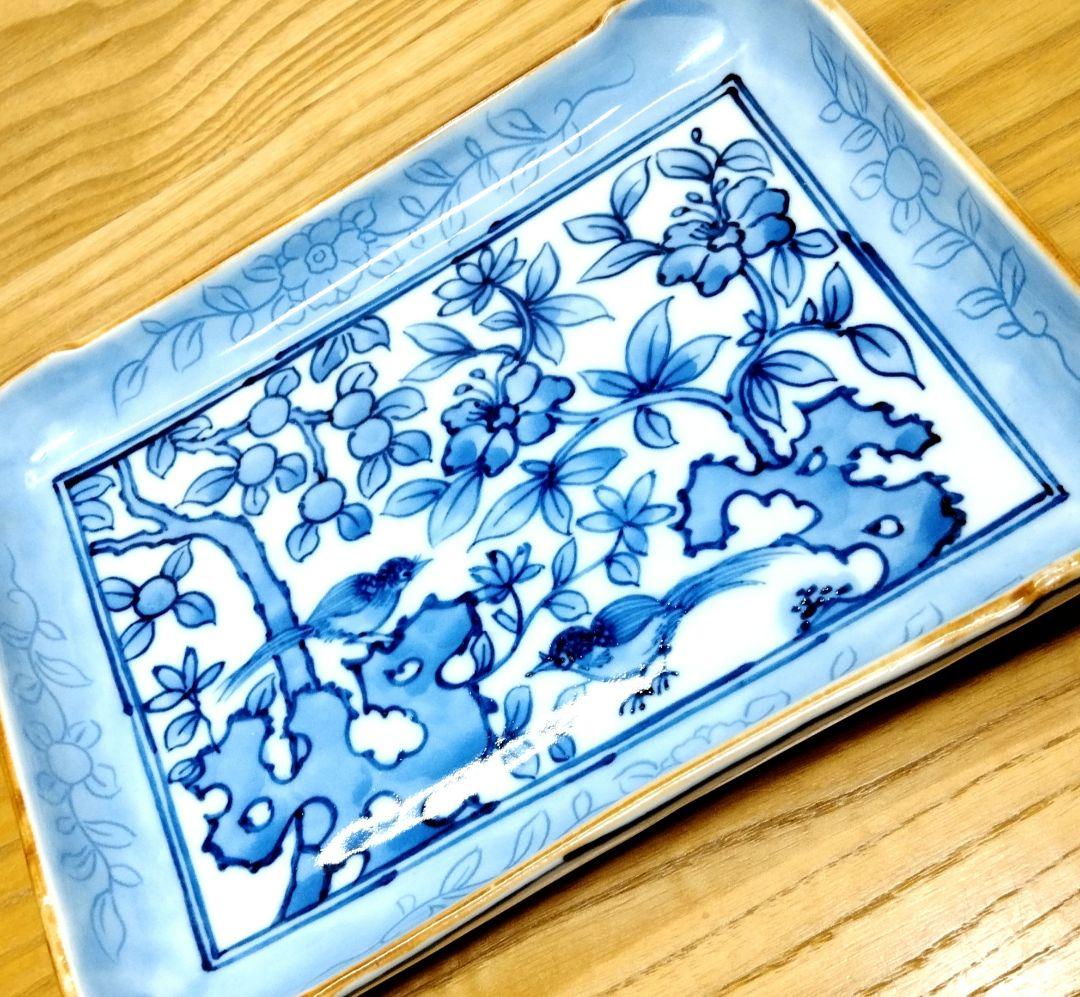 ☆ 加藤利昌 清水焼 染付角皿