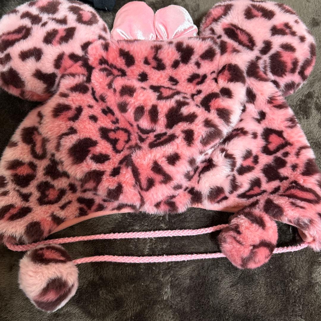 ディズニー ヒョウ柄 ミニー 耳付き帽子 58cm