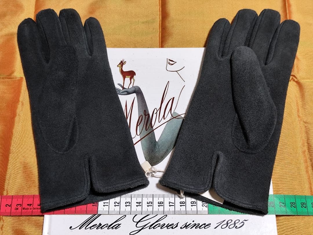 今季 メローラ スエードグレー カシミア黒 グローブ 革手袋 MEROLA