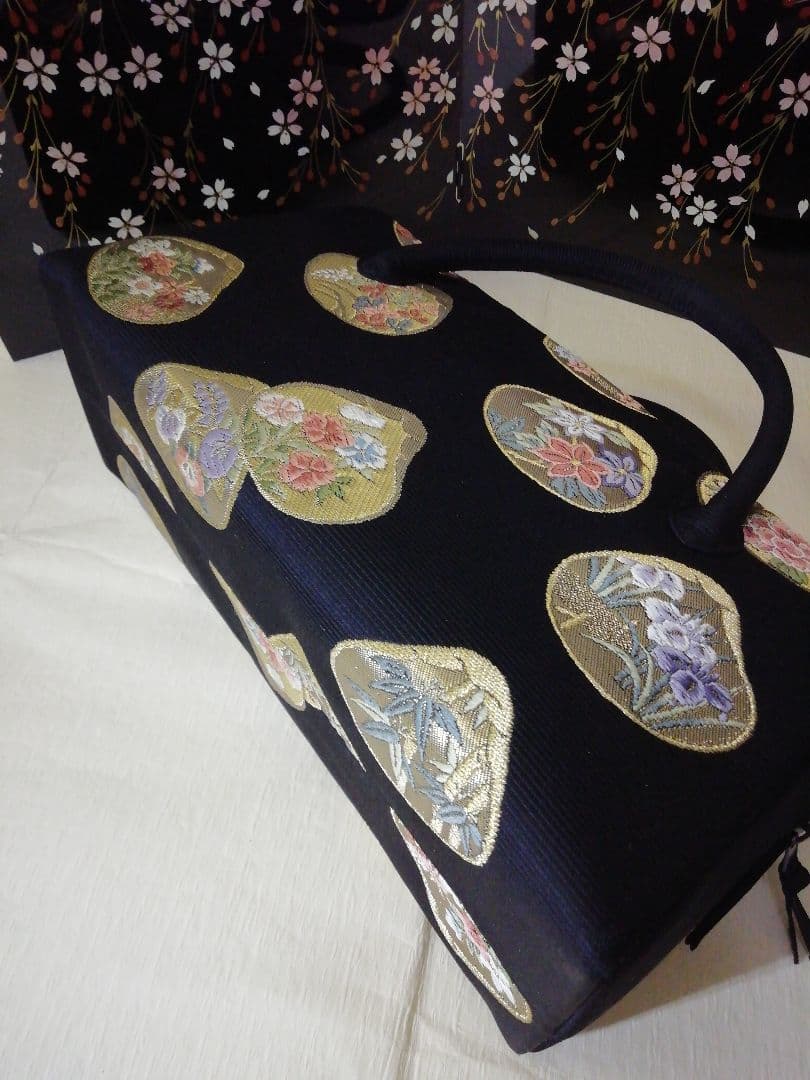 和装小物　利休バッグ　黒地　最終お値下げ