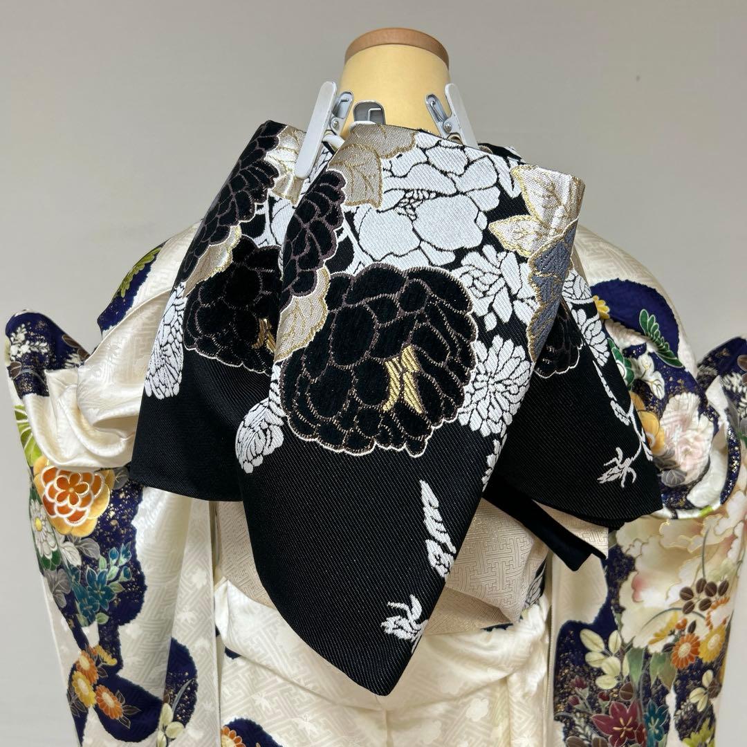 生成り　上品な牡丹と菊の振袖フルセット