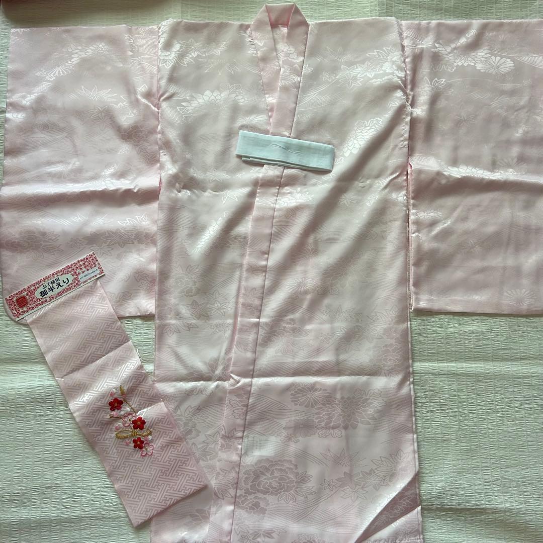 未使用品 七五三 3歳 着物 赤 総絞り 753 絹 被布 三歳 赤 草履 巾着