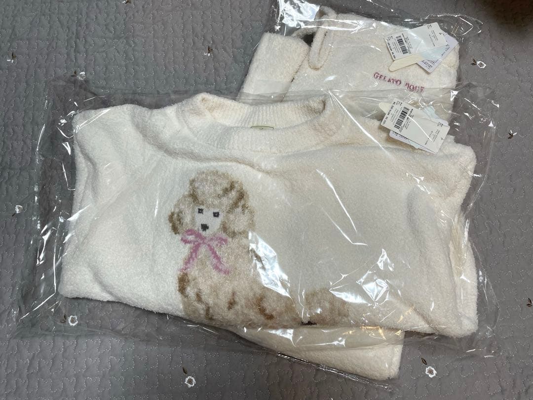 【新品】ジェラートピケ　プードルジャガードプルオーバーベビモコロングパンツ上下