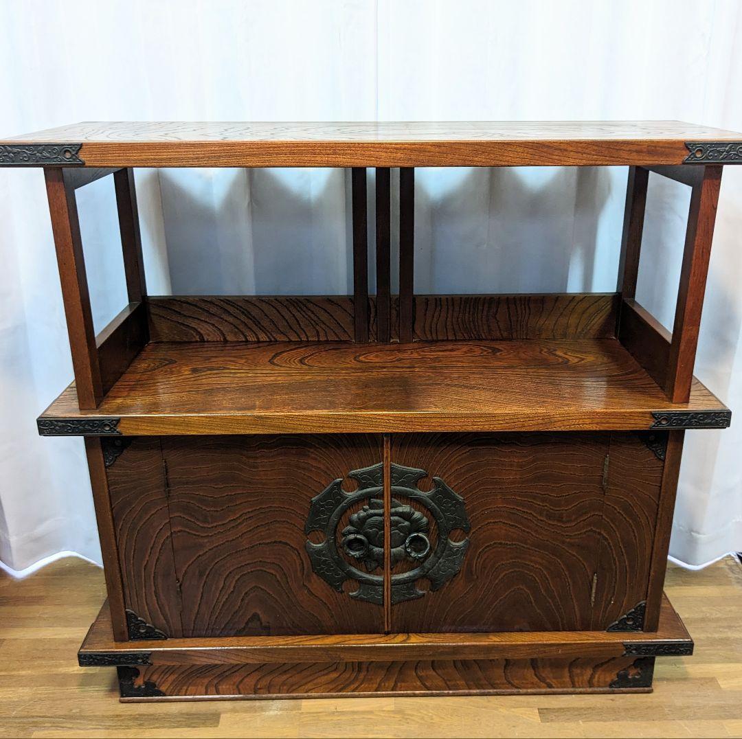 岩谷堂風　民芸家具　古民家　家具　モダン　鉄器　飾り棚　茶棚