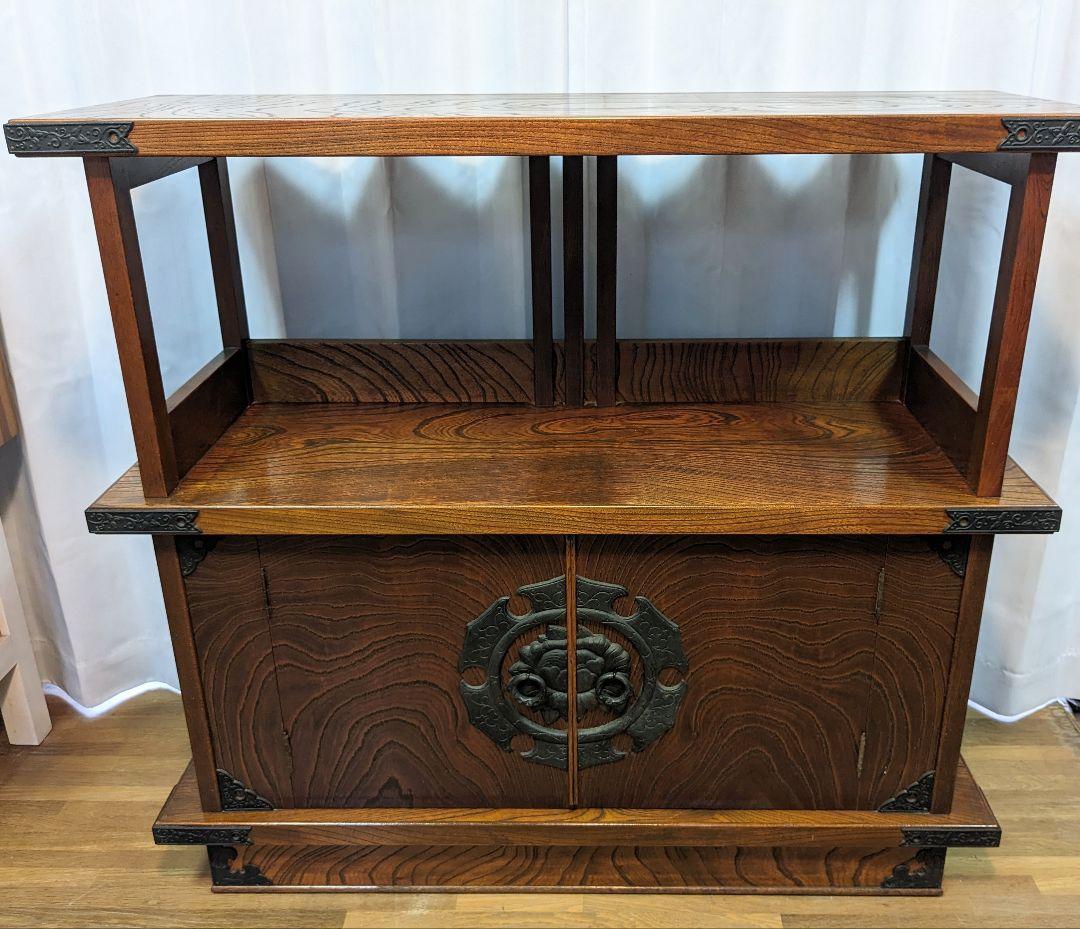 岩谷堂風　民芸家具　古民家　家具　モダン　鉄器　飾り棚　茶棚