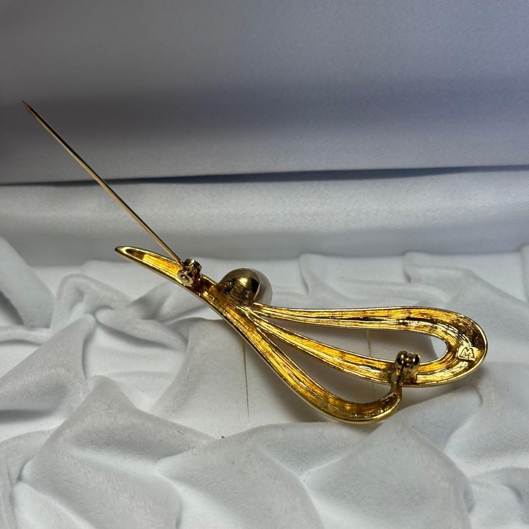 極美品✨ MIKIMOTO パール ブローチ 本真珠 ゴールドメッキ 10mm