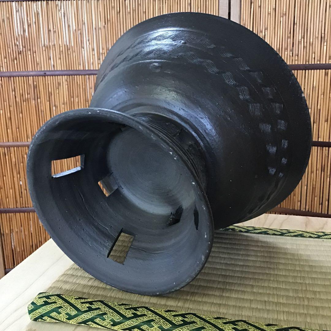 骨董 華道道具 花器 新羅土器 高杯花器 桐共箱 S759ANK