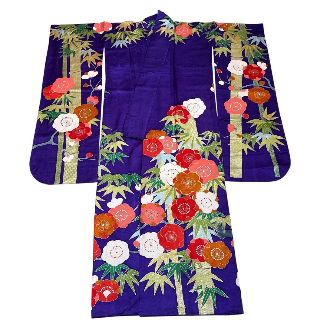 (う67) 紫翠(しすい)の花鼓✨梅彩きらめく雅のアンティーク振袖㊗️ ③点セット