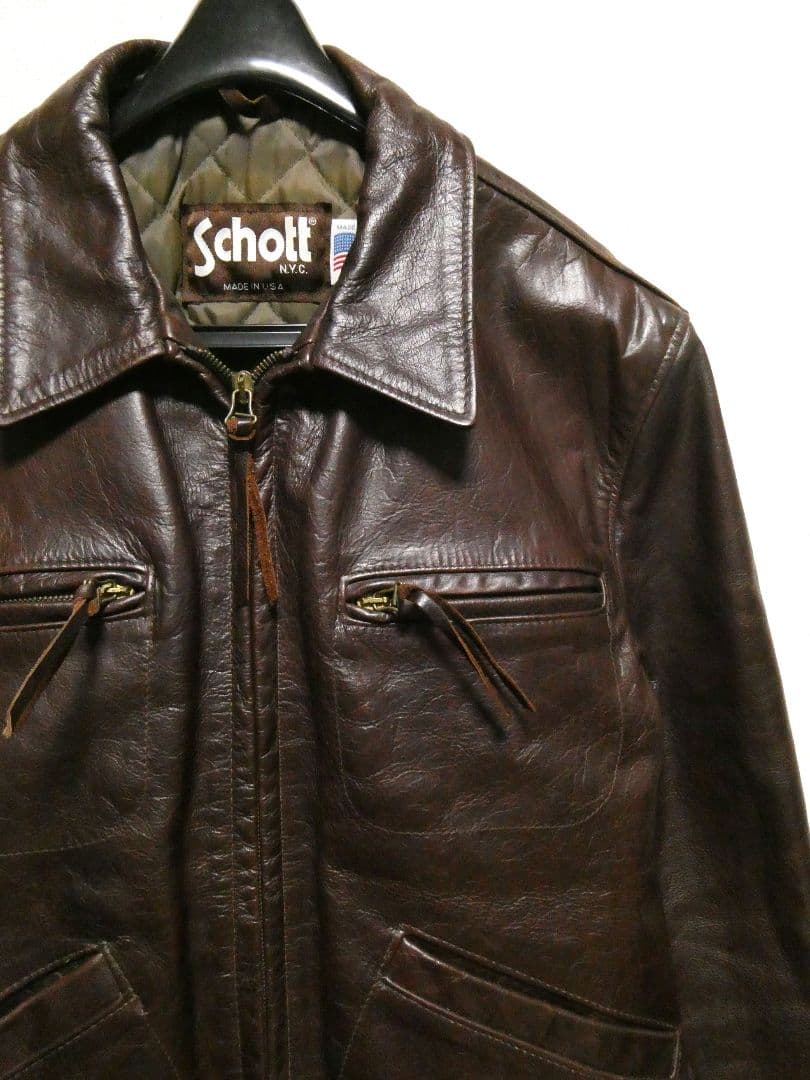 サイズ40！激レアカラーレッドブラウン！ショット634襟付トラッカージャケット