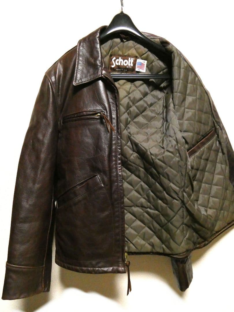 サイズ40！激レアカラーレッドブラウン！ショット634襟付トラッカージャケット