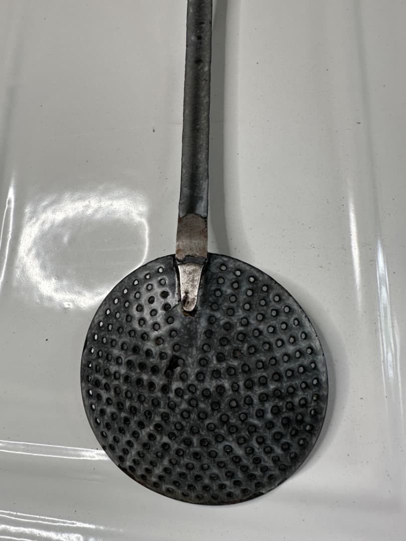 フランス　アンティーク　ホーロー　フレンチキッチン　レードル　ユーテンシルラック