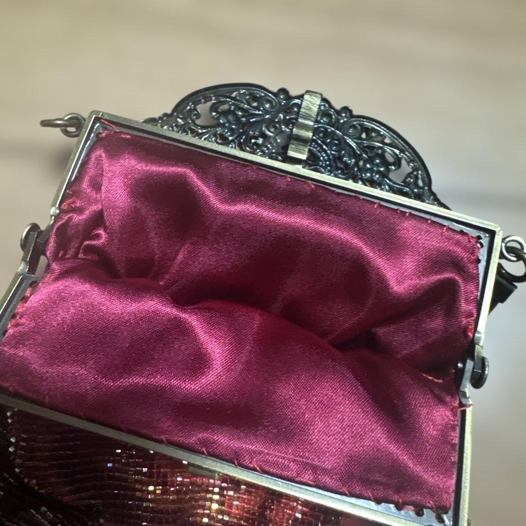 デリカビーズ刺繍バラ柄パーティーバッグ