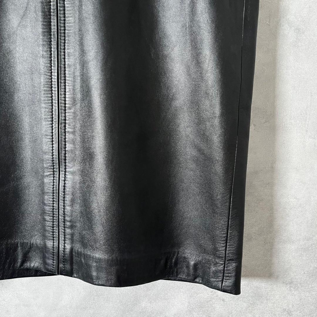 DKNY ダナキャラン 本革 ラムレザー タイト スカート N1249