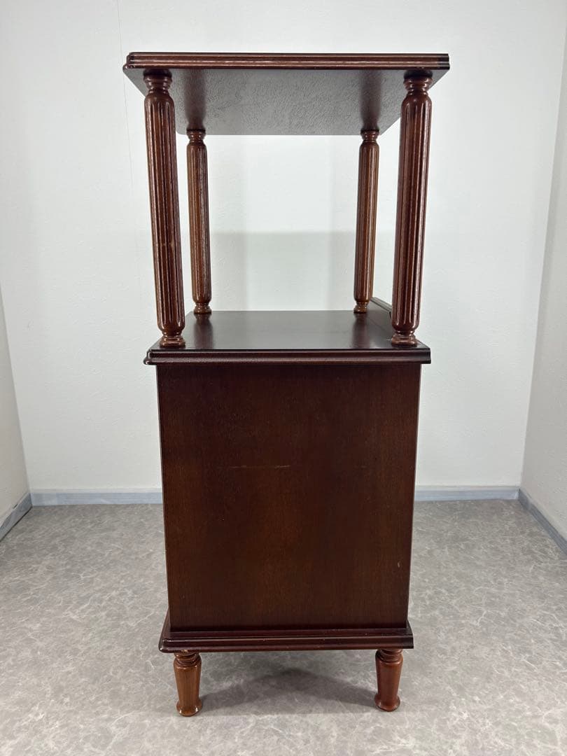 送料込み【木製電話台 サイドテーブル3段引き出し付き 高さ 約85.5cm】