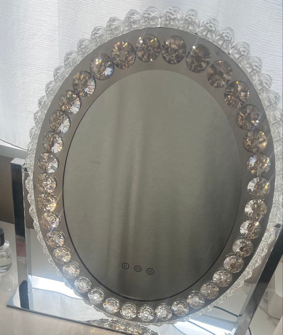 ハリウッドミラー 卓上 女優ミラー ラウンド クリスタルミラー