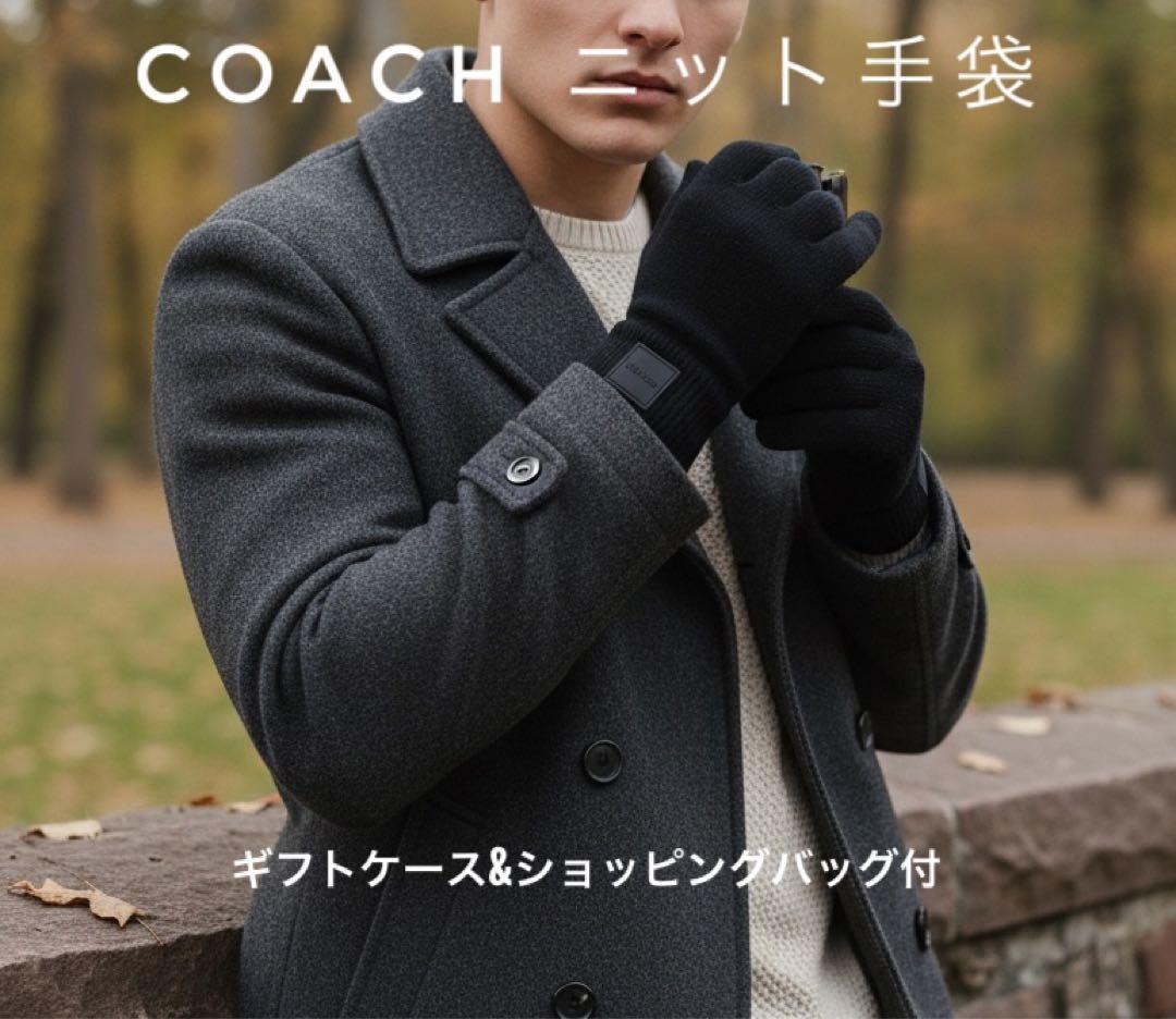 新品　ショッパー&ギフトボックス付　COACH ニット手袋　サイズL/XL