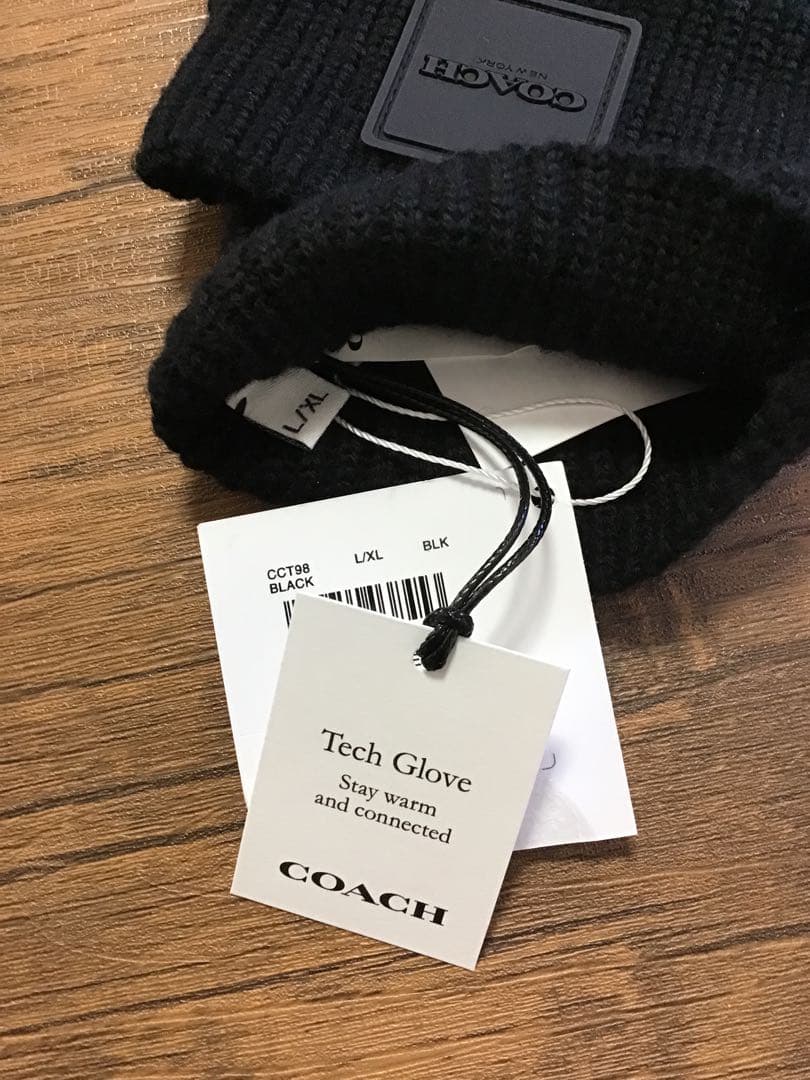 新品　ショッパー&ギフトボックス付　COACH ニット手袋　サイズL/XL