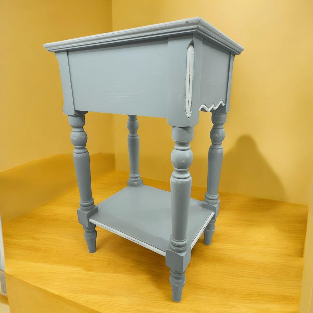 フランス カントリーコーナー サイドテーブル ホワイトグレーアンティーク家具