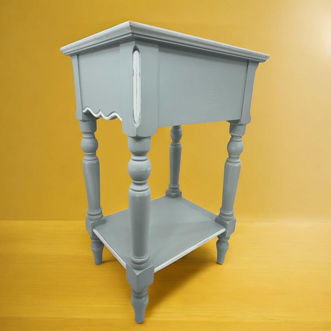 フランス カントリーコーナー サイドテーブル ホワイトグレーアンティーク家具