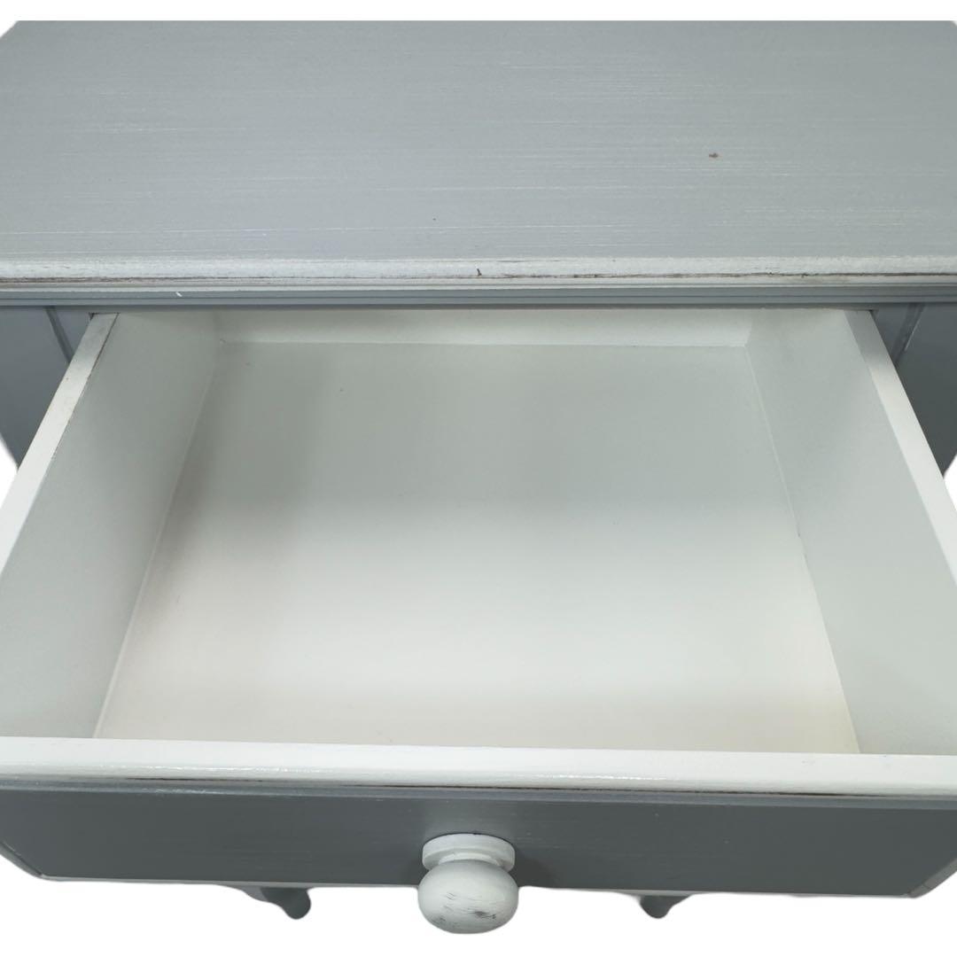 フランス カントリーコーナー サイドテーブル ホワイトグレーアンティーク家具