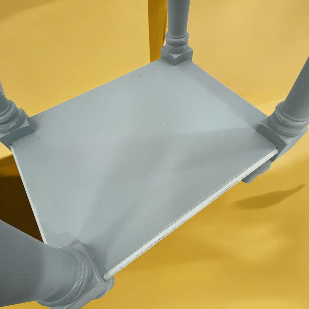 フランス カントリーコーナー サイドテーブル ホワイトグレーアンティーク家具