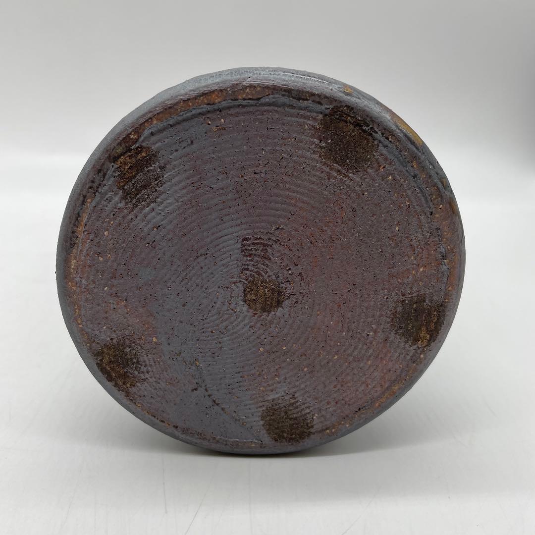 岩井窯　山本教行造　鉄釉花入　花瓶　4