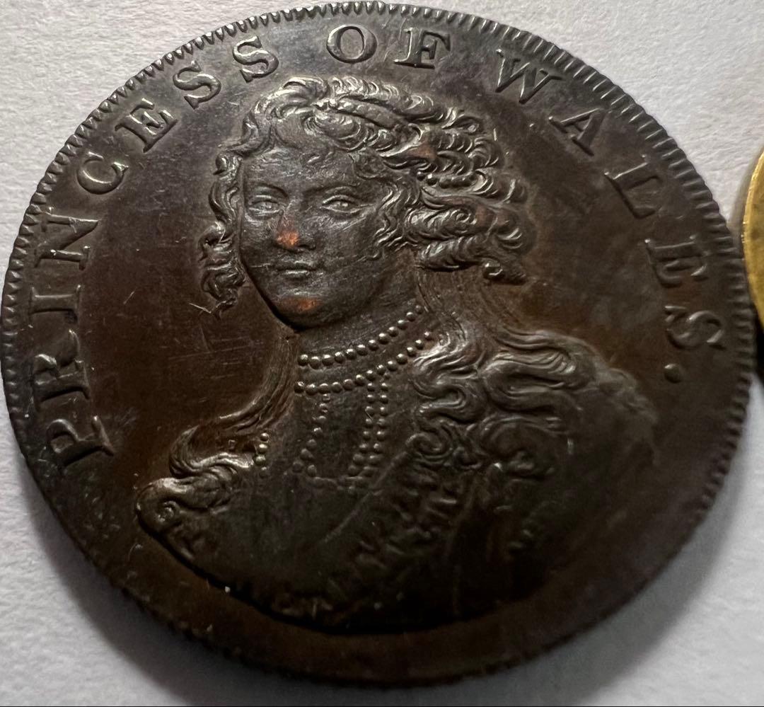 1795年ハーフペニートークン銅貨ウェールズ王女ミドルセックス　ナショナル