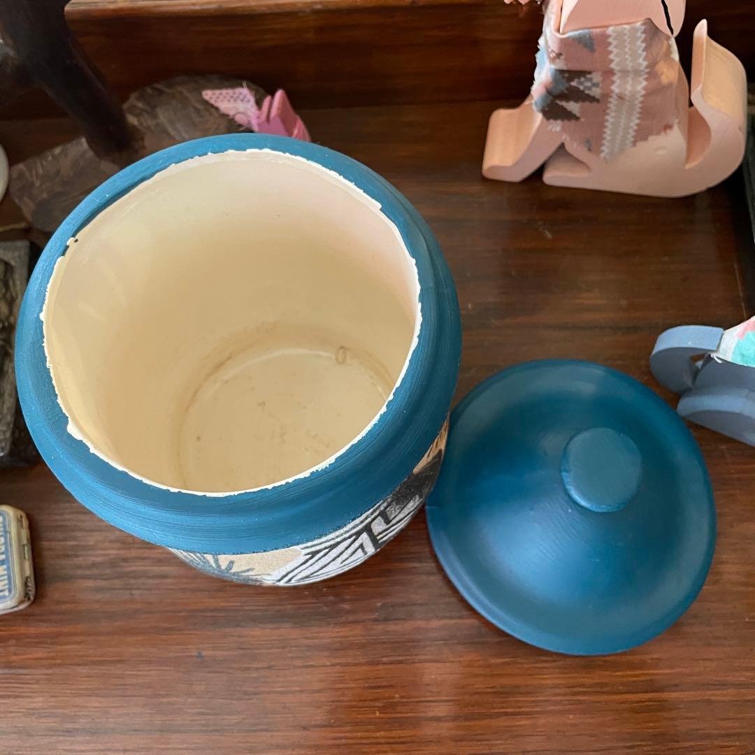 70s アリゾナ州アンティーク　サンドペイント砂絵容器　ネイティブアメリカン雑貨