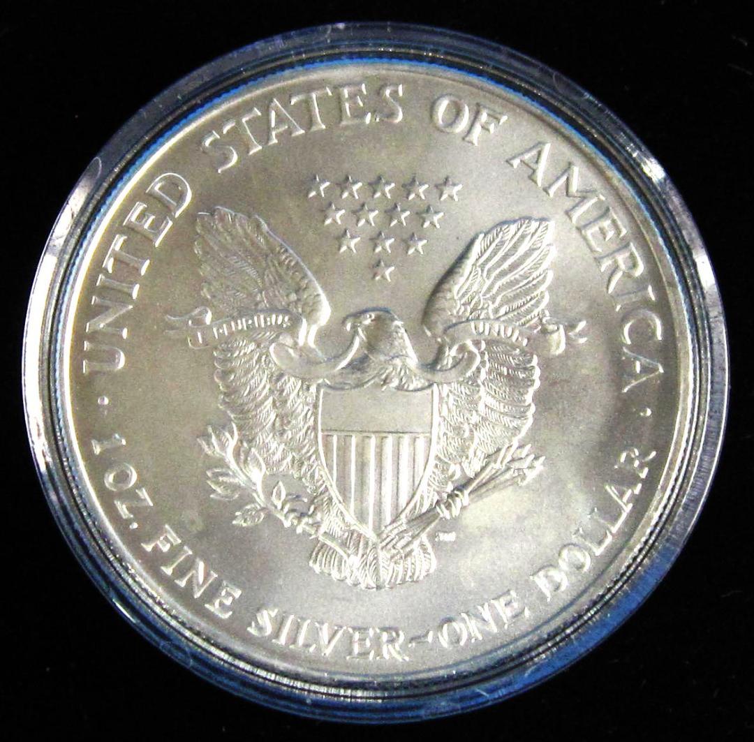 ０１年　カラー　アメリカンシルバーイーグル　１オンス１ドル銀貨　ＷＴＣリメンバー