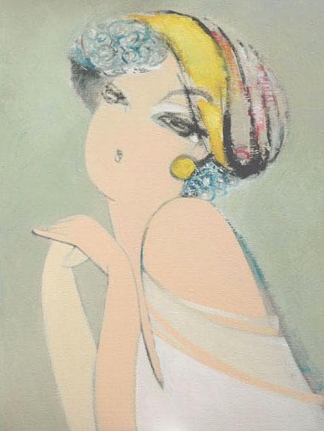 油絵 菅家令子 絵 絵画 インテリア 額付(白) F6-082811 人物 女性