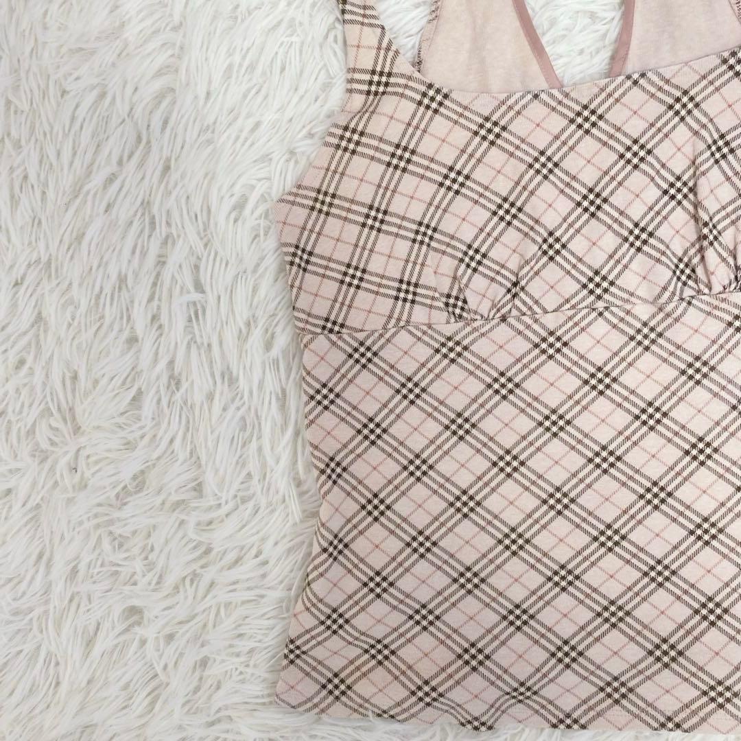 バーバリー ホルターネックリボン ノバチェック タンクトップ ピンク 希少カラー
