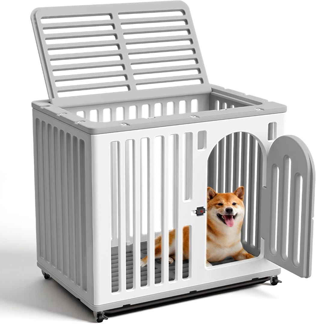 85×58×72cm 犬 ケージ 屋根付き キャスター付き 樹脂製 ペットケージ