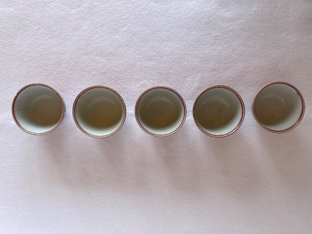 時代 煎茶椀 赤絵 湖東焼 5客