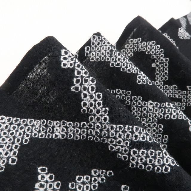 新品 有松鳴海絞り 文字柄 モノトーン 夏着物 トール 高級浴衣 5877①