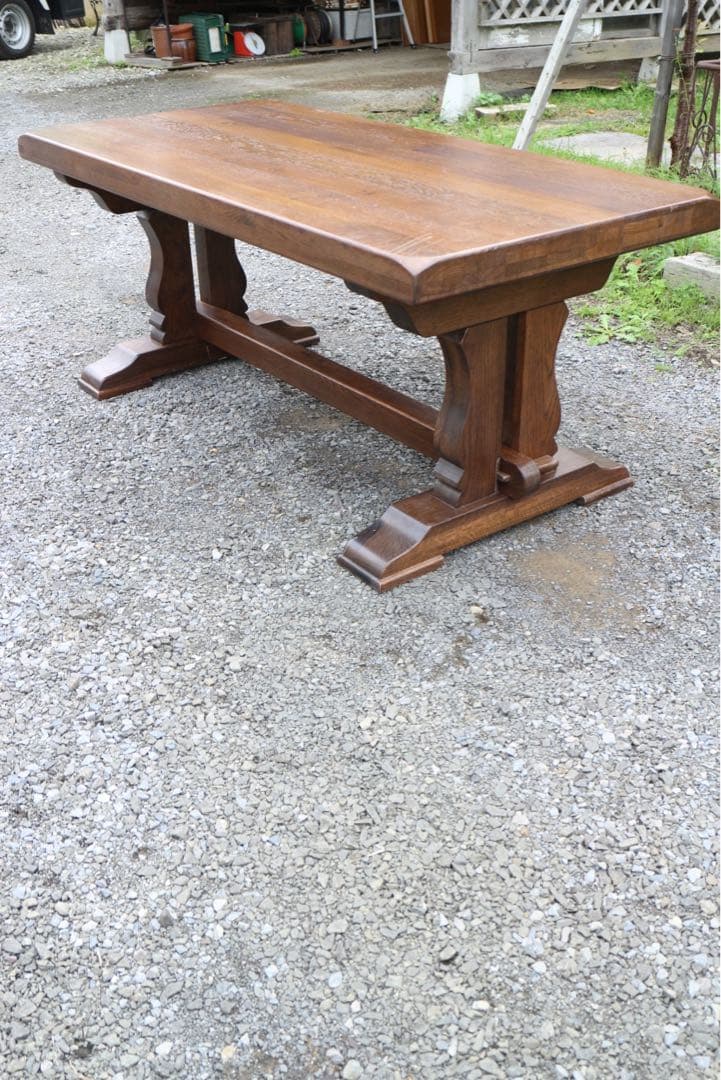 天然木総ナラ材ダイニングテーブル　重厚天然総オーク無垢ハープ型楔脚購入時70万！