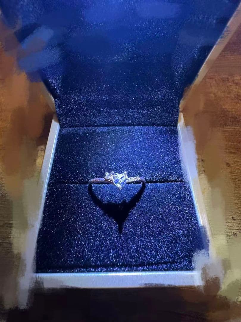 シルバー ハート型リング ダイヤモンド風